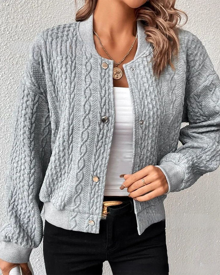 Iza™ - Ensfarvet cardigan med knapper