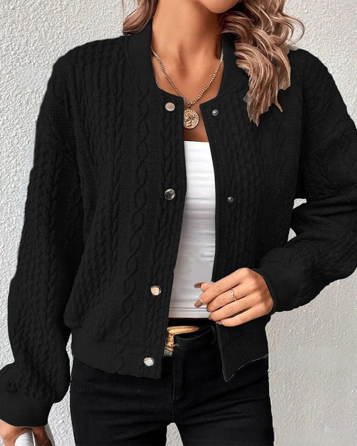 Iza™ - Ensfarvet cardigan med knapper