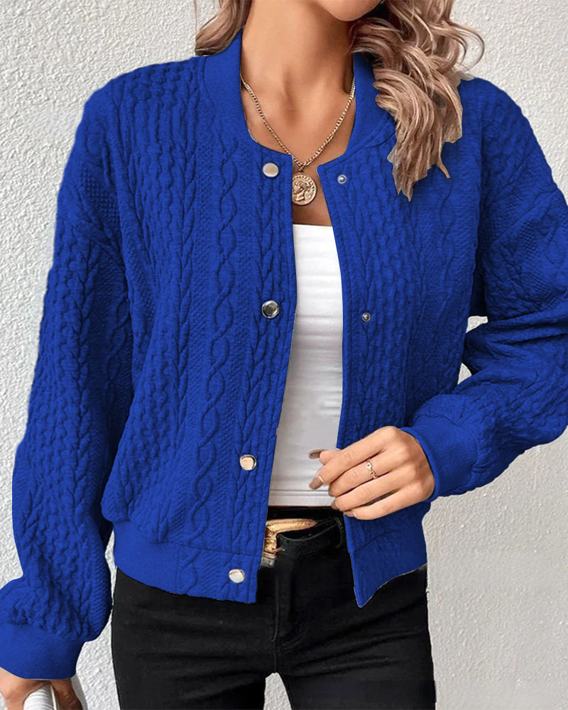 Iza™ - Ensfarvet cardigan med knapper