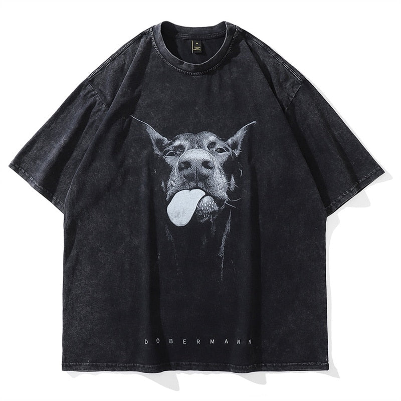 Dobermann™ - Vasket T-Shirt I Overstørrelse