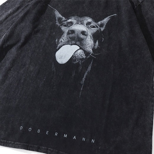 Dobermann™ - Vasket T-Shirt I Overstørrelse