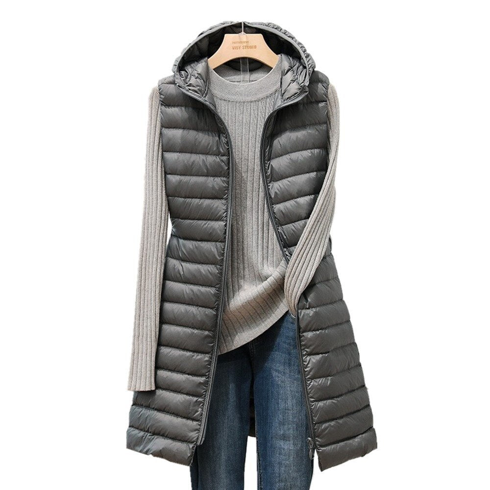 Maya™ - Den komfortable og moderigtige quiltede bodywarmer med lang hætte