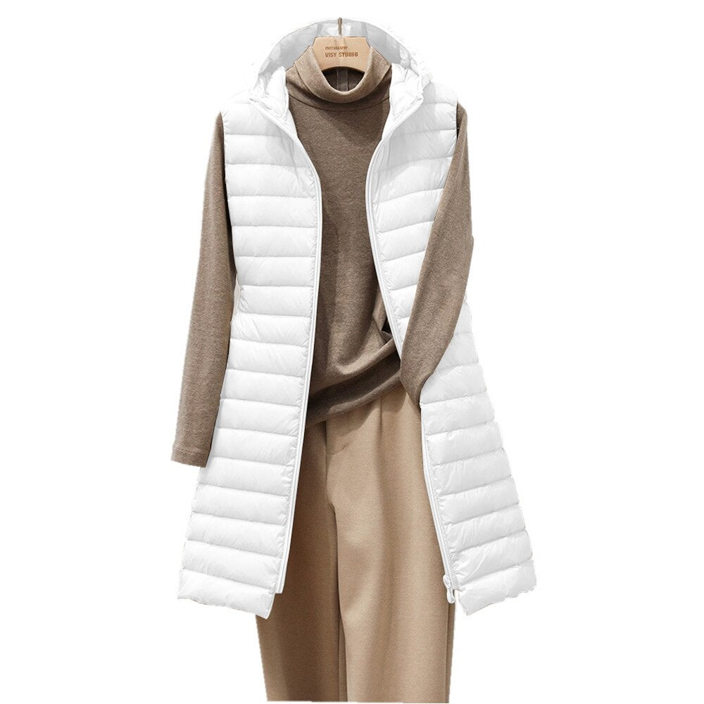 Maya™ - Den komfortable og moderigtige quiltede bodywarmer med lang hætte