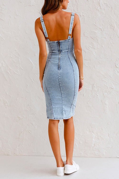 Layla™ - Denimkjole med justerbare skulderstropper