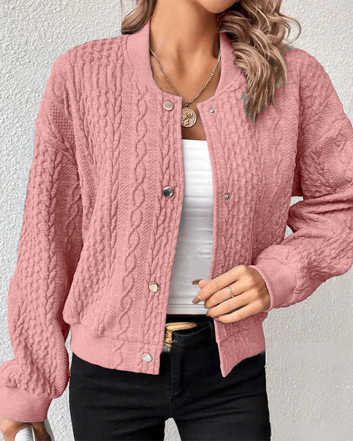 Iza™ - Ensfarvet cardigan med knapper